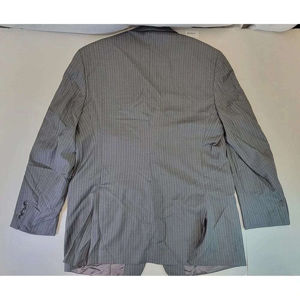 Calvin Klein Men's Gray Pinstripe Wool Blend Suit Jacket Blazer 44L‎